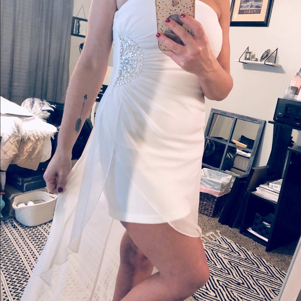 HIGH LOW HALTER COCKTAIL DRESS